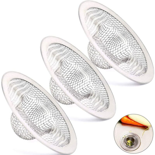Set of 3 Stainless Steel Sink Strainers Kitchen Sink Grid Anti-Clog Strainer Sink Drain for Kitchen Sink, Bathroom, Washbasin, Bathtubs, 7 * 3 *