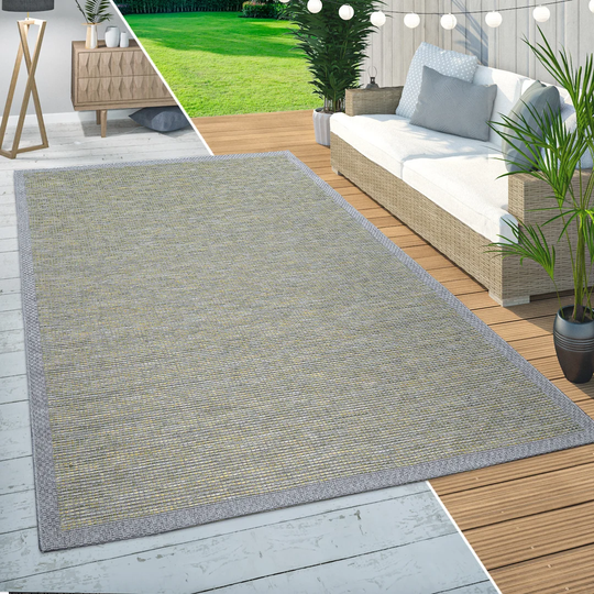 Rolland Modern Border Power Loom Green Indoor/Outdoor Rug