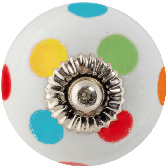 Round Ceramic Cabinet Knob - Polka Dot - Nicola Spring