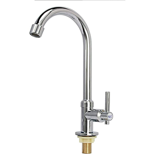 Cold Water Sink Faucet High Arc Single Handle One Hole Faucet for Kitchen Garden Bar Outdoor Boat Camper(Free Cold Water Supply Lines)