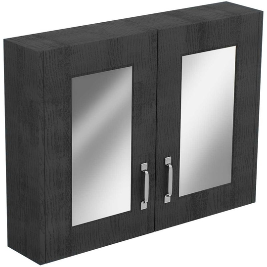 Windsor Traditional Dark Grey 800mm Wall Mounted 2 Door Mirrored Cabinet - Dark Grey