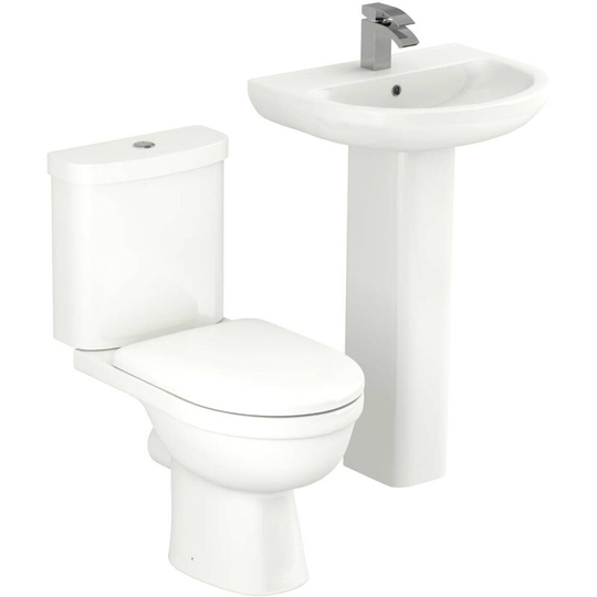Ideal 550mm Full Pedestal Basin and Toilet Suite - White
