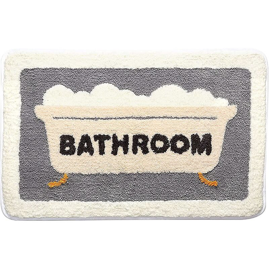Ilovemilan - Cute Bathroom Mat Carpet Funny Cartoon Decor Bath Mat Absorbent Flocking Washable Non-Slip Plush Bathtub Foot Mat Carpet
