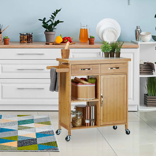 89.5Cm Kitchen Trolley With Locking Wheels