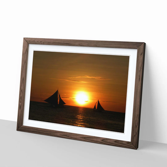 'Sailing Boat Sunsets Seascape' Framed Photographic Print