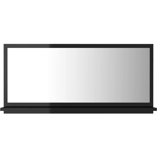 Bathroom Mirror High Gloss Black 80x10.5x37 cm Engineered Wood Vidaxl Black