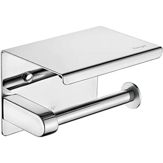 Toilet Paper Holder, Wall Mounted Toilet Paper Holder, 304 Stainless Steel Toilet Paper Holder, Mounting with Screws or 3M Sticker, Silver(1 pack)