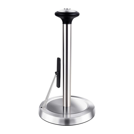 Sunflowergb - Stainless Steel Paper Towel Holder - Easy Tear Paper Towel Dispenser - Weighted Base - Adjustable Spring Arm Holds Any Type of Paper