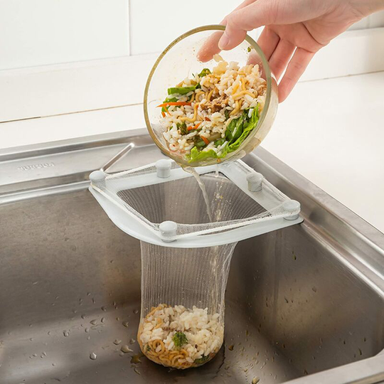 Kitchen Sink Mesh Bag Disposable Kitchen Sink Drain Strainer Anti-Clog Sink Filter Net For Leftover Kitchen Waste With 1 Rack And 60 Filter Bags