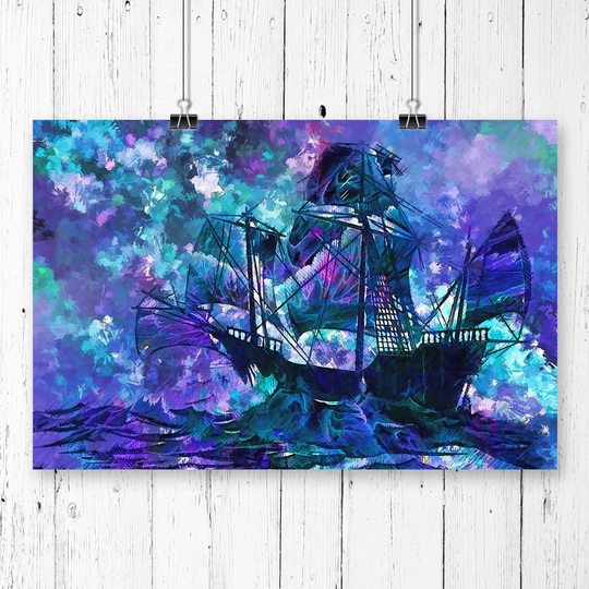 'Ship Sailing Abstract Art' Graphic Art