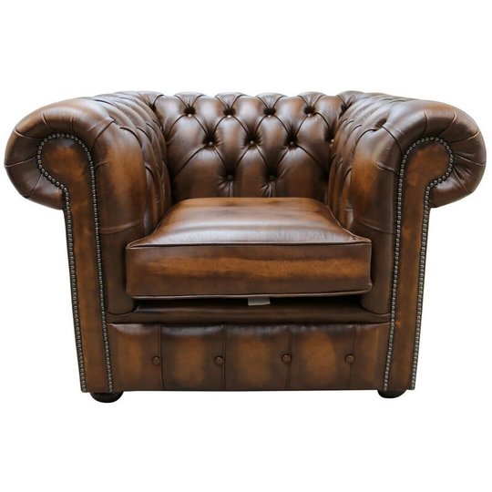 Chesterfield Club Chair Antique Tan Leather