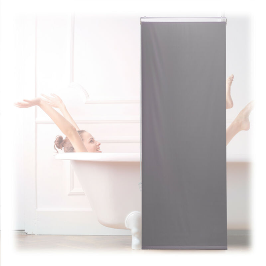 Bathroom Roller Blind, for Shower & Bathtub, Water Repellent, Quick Drying, Ceiling & Window, 60x240cm, Grey - Relaxdays