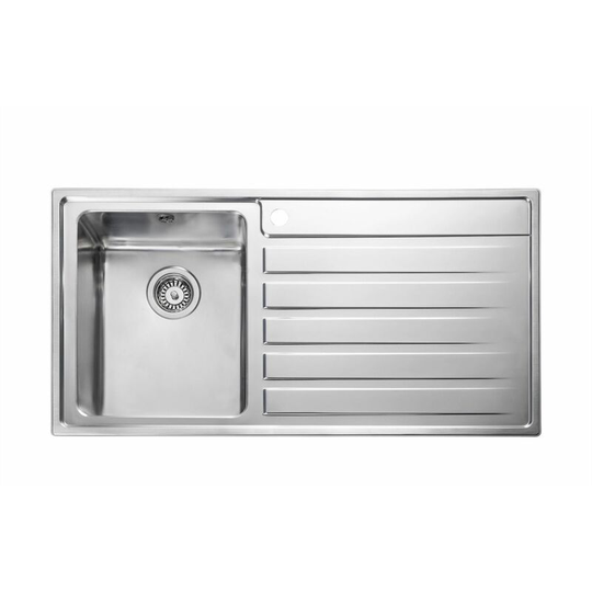 Rockford Kitchen Sink 1.0 Bowl rh Drainer Stainless Steel Waste Kit - Silver - Rangemaster