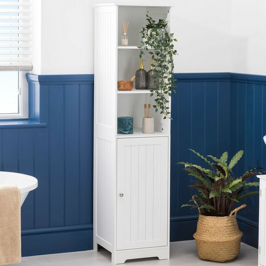 White Tallboy Bathroom Cabinet - White