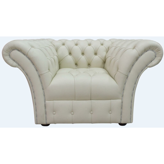 Chesterfield Balmoral Armchair Buttoned Seat Almond Cream Leather