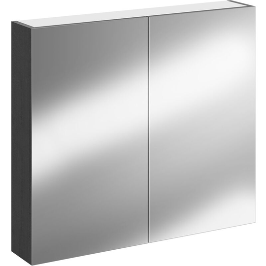 Napoli Nero Oak 800mm Wall Mounted Mirrored Cabinet - Nero Oak
