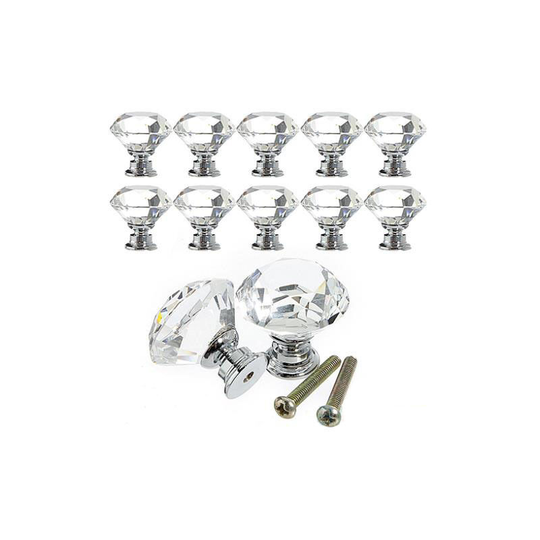12pcs of 30mm Transparent Handle Diamond Crystal Glass Door Cabinet Drawer Cabinet Decoration