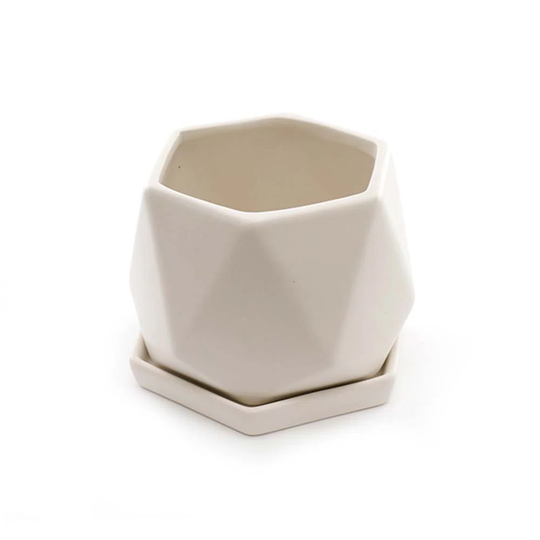 Geometric White Planter 13X12cm