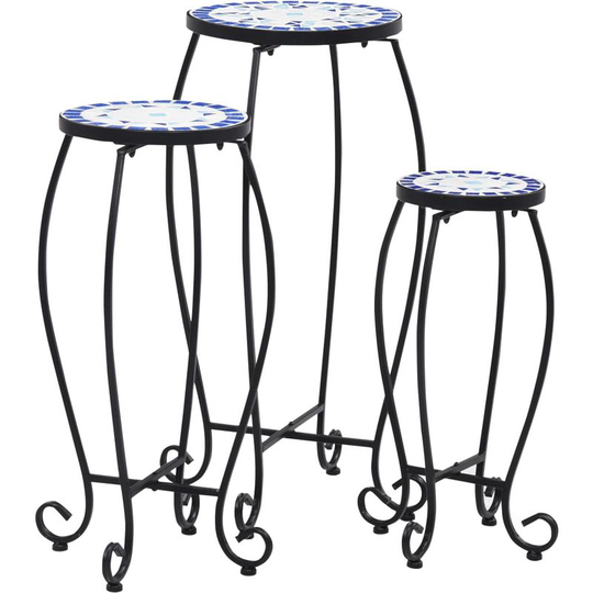 Mosaic Tables 3 pcs Blue and White Ceramic