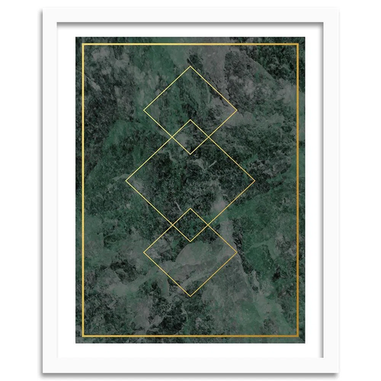 'Gold Squares' - Picture Frame Graphic Art Print on Paper