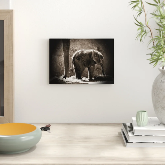 'Mother and Baby Elephant' Graphic Art