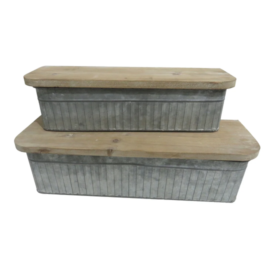 Degroot 2 Piece Metal Planter Box Set