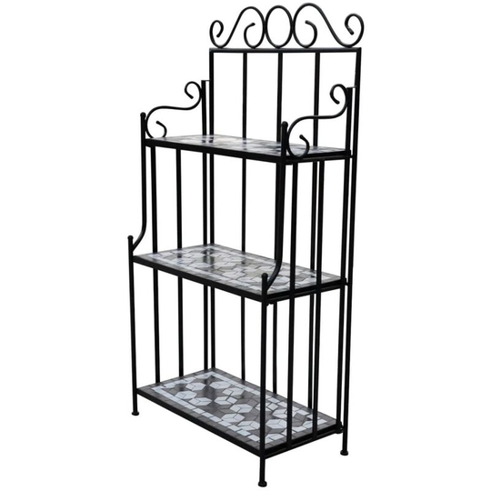 Plant Stand Plant Display Black White Mosaic Pattern - Black