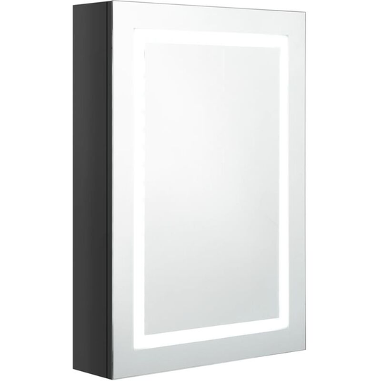 LED Bathroom Mirror Cabinet Shining Black 50x13x70 cm vidaXL - Black