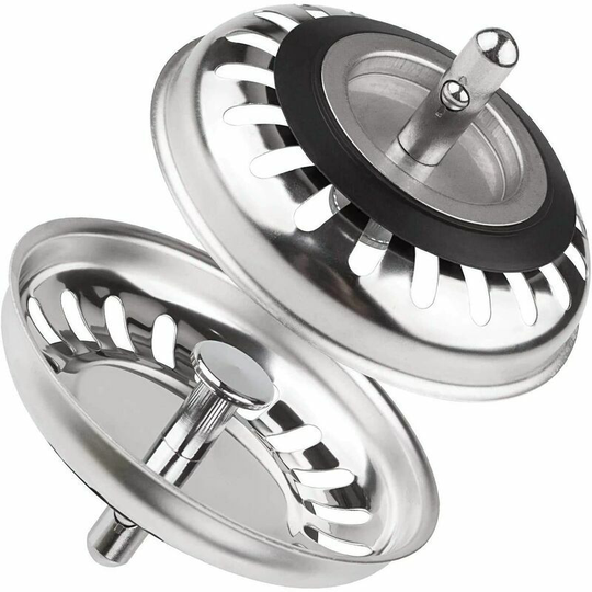 Lot of 2 Kitchen Sink cap, Universal Kitchen Sink Filter 79.3mm, Stainless steel anti -lock flanged stop, for kitchen and bathroom