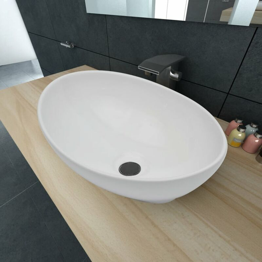 Luxury Ceramic Basin Oval-shaped Sink White 40 x 33 cm - White
