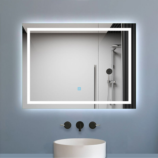 700 x 500 mm Horizontal Retangular Illuminated led Bathroom Mirror Touch Sensor + Demister