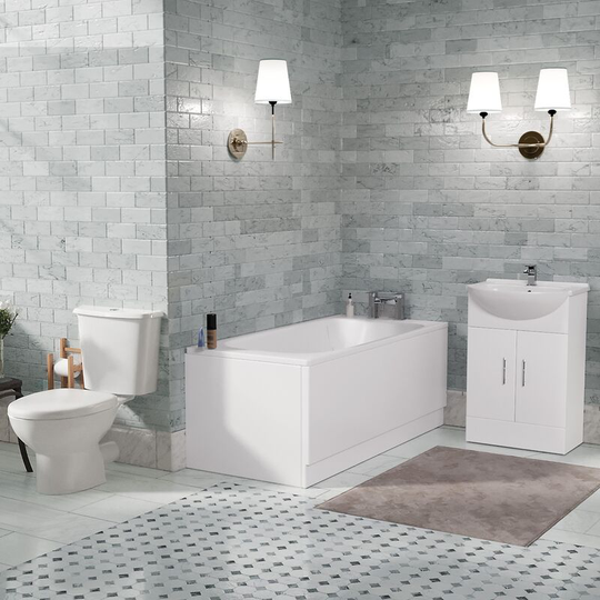 Senore Bathroom Suite 1700mm Flat Pack Vanity Unit wc Close Coupled Toilet Taps Waste