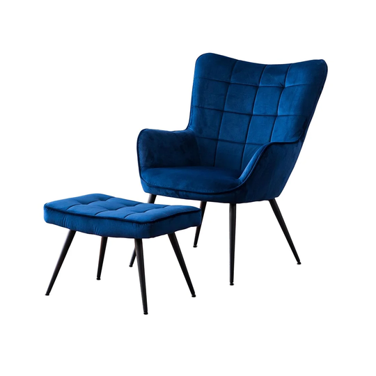 Juin 74Cm Wide Tufted Velvet Lounge Chair and Ottoman