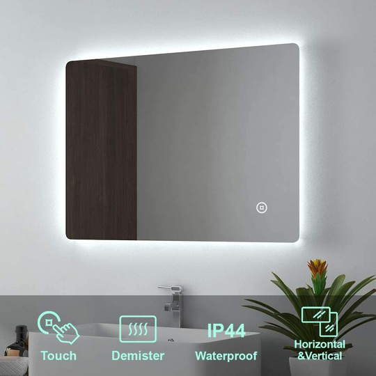 Emke - Backlit Illuminated Bathroom Mirror with Lights 500x700mm, Wall Mounted Multifunction led Bathroom Vanity Mirror with led Lights and Demister