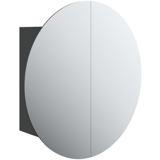 Bathroom Cabinet with Round Mirror&LED Black 47x47x17.5 cm Vidaxl Black