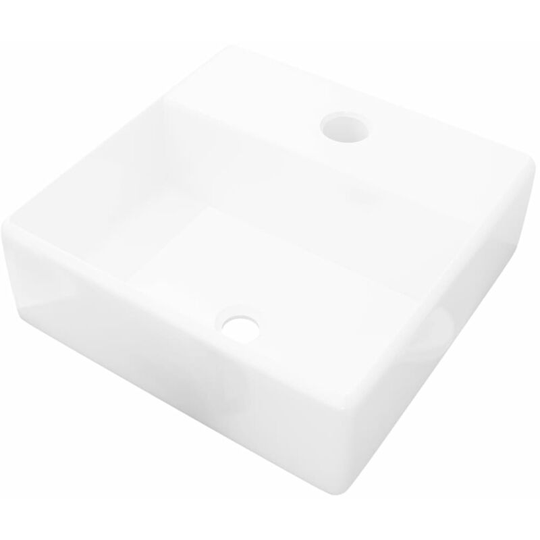 Vidaxl - Ceramic Bathroom Sink Basin with Faucet Hole White Square White