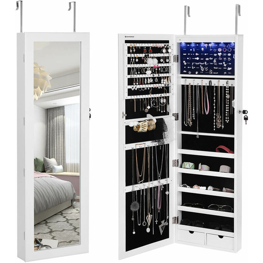 Hanging White Jewellery Cabinet - White