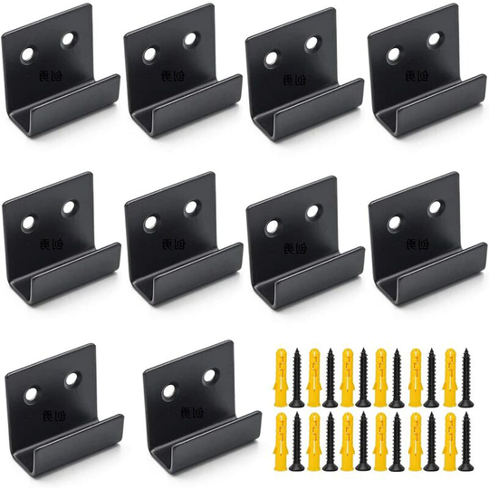 10pcs Wall Hooks Heavy Duty, Garage Hooks, Black u Brackets for Mirror, Hanging Picture, Ceramic, Bathroom, Kitchen