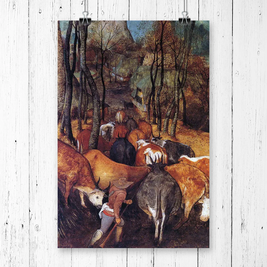 'The Re Entry of the Heards' by Pieter Bruegel Painting Print