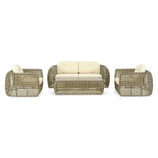 Set 2 Chairs, Sofa And Coffee Table Dinasty Brown/beige