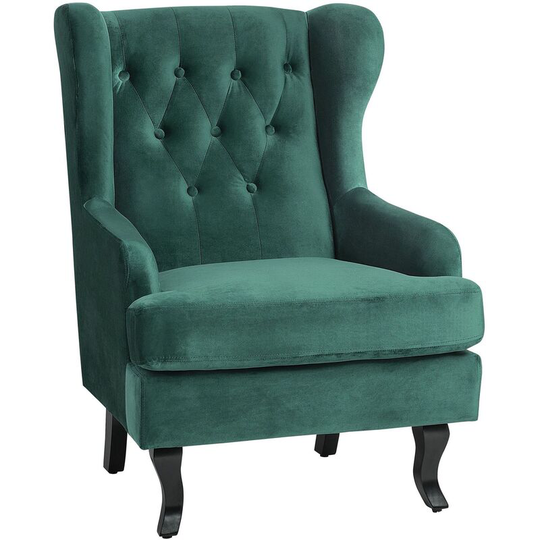 Beliani - Modern Wingback Armchair Button Tufted Dark Green Velvet Recessed Arms Alta - Green