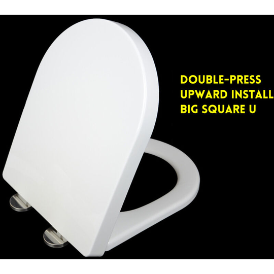Heavy Duty Closed Front Toilet Seat Cover (Double-Press Upward Install Big Square u)
