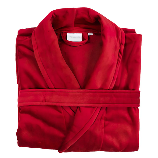 Symple Stuff Velour Cotton Shawl Collar Bath Robe, Burgundy, Large