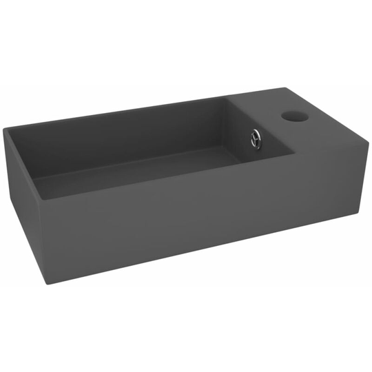 Vidaxl - Bathroom Sink with Overflow Ceramic Dark Grey Grey