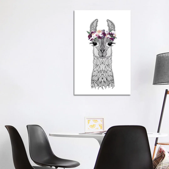 Flower Girl Alpaca by Monika Strigel - Wrapped Canvas Graphic Art