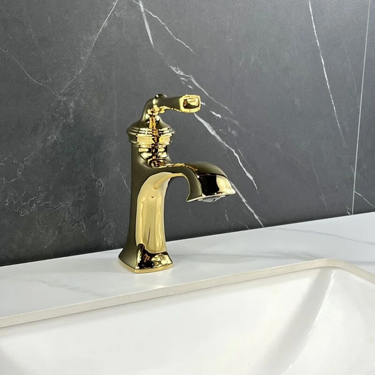 Kroos - Classic style tall sink faucet in solid gold brass