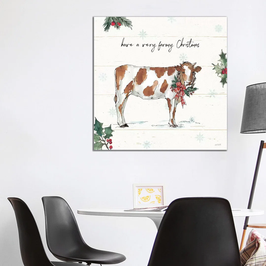Holiday on the Farm III - Wrapped Canvas Typography