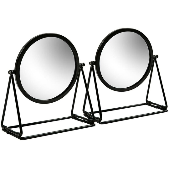 18 x 20cm Round Makeup Mirrors - Black - Pack of 2 - Harbour Housewares