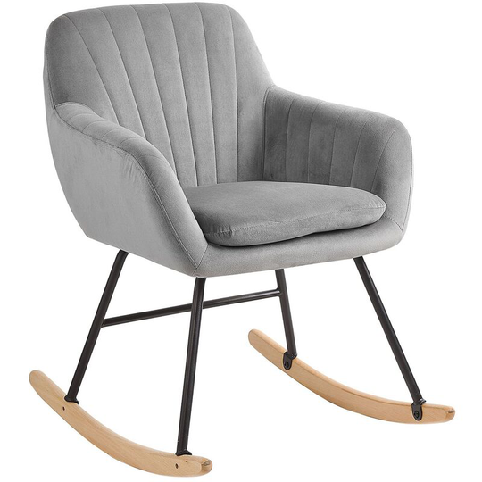 Beliani - Modern Rocking Chair Wooden Skates Rocker Velvet Seat Grey Liarum - Grey