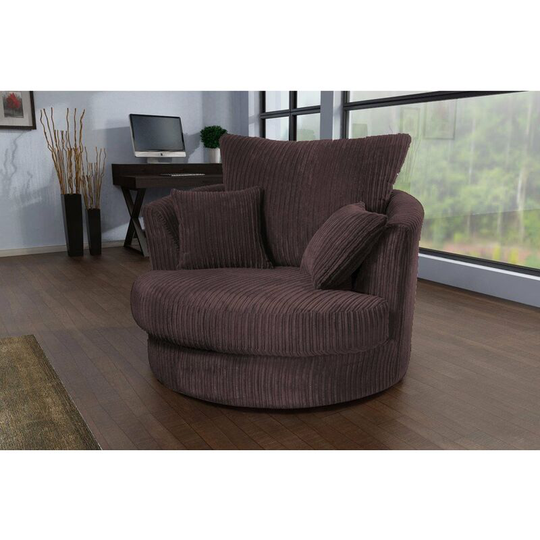 Logan Swivel Chair/Armchair Fabric Jumbo Cord Chocolate - Chocolate
